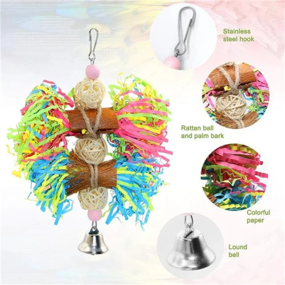 Bird Chewing Toys Parrot Shredder Toy Shred Foraging Hanging Cage Toy for Conure